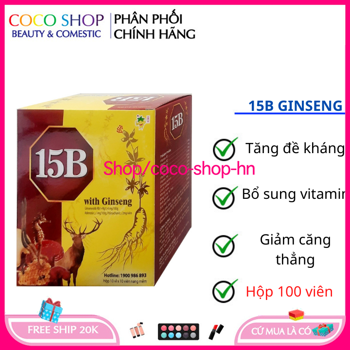 Viên uống bổ sung Vitamin 15B ginseng tăng sức đề kháng cho cơ thể - Hộp 100 viên