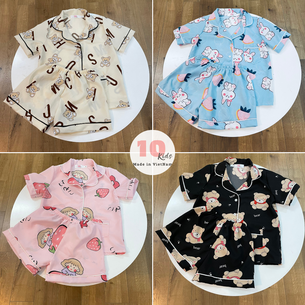  16-45KG Bộ Pijama Đùi Bé Trai Bé Gái Chất Lụa Hàn Bé Mặc Mùa Hè Siêu Mát Cực Thích - Đồ Ngủ Cho Bé  Đồ Mặc Nhà Cho Bé TenKids Store 