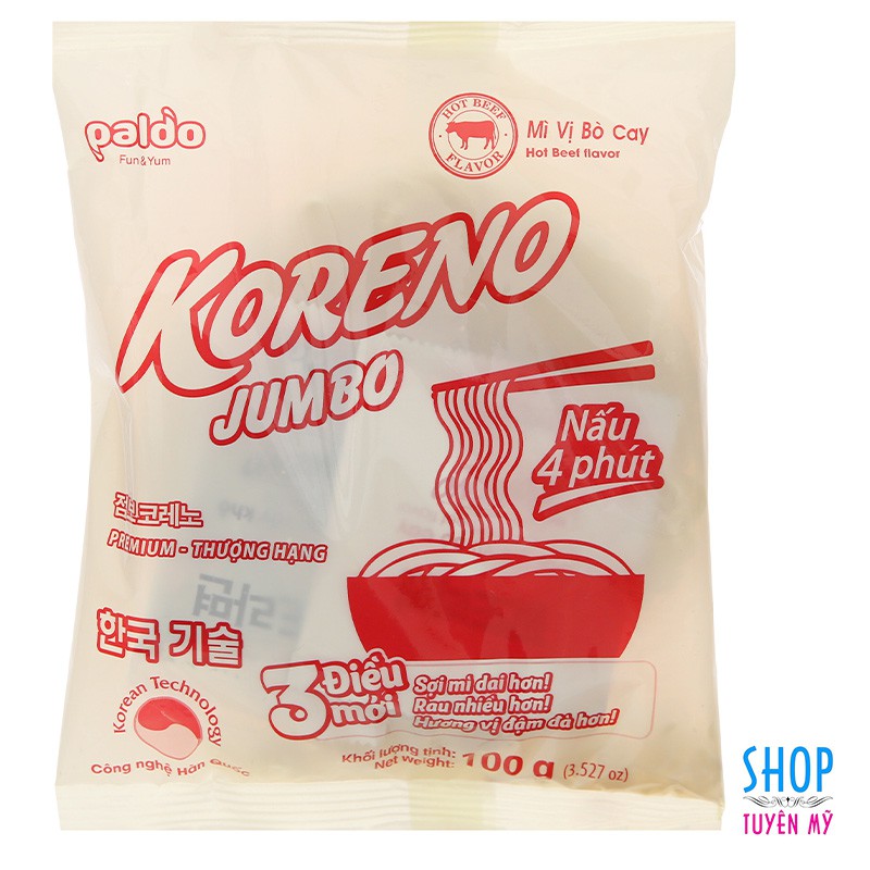 Mì koreno gói 100g_mì vị bò