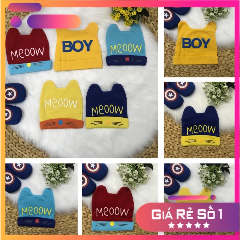 Nón mũ cotton dệt kim co giãn cho bé