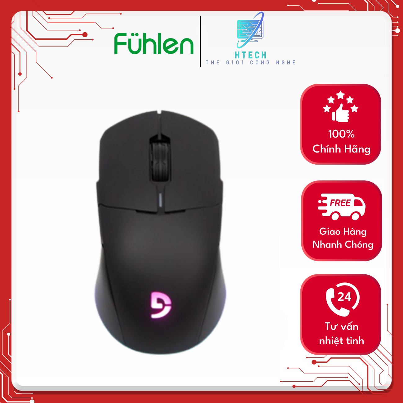 Chuột fuhlen d90s v3 kết nối wireless 2.4ghz, bluetooth và có dây usb - bảo hành 24 tháng