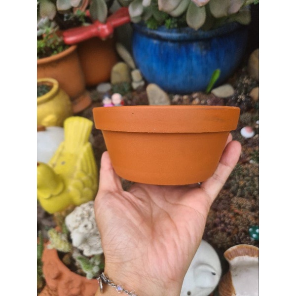 Chậu đất nung Bình Dương thau nhỏ sz 12x5.5