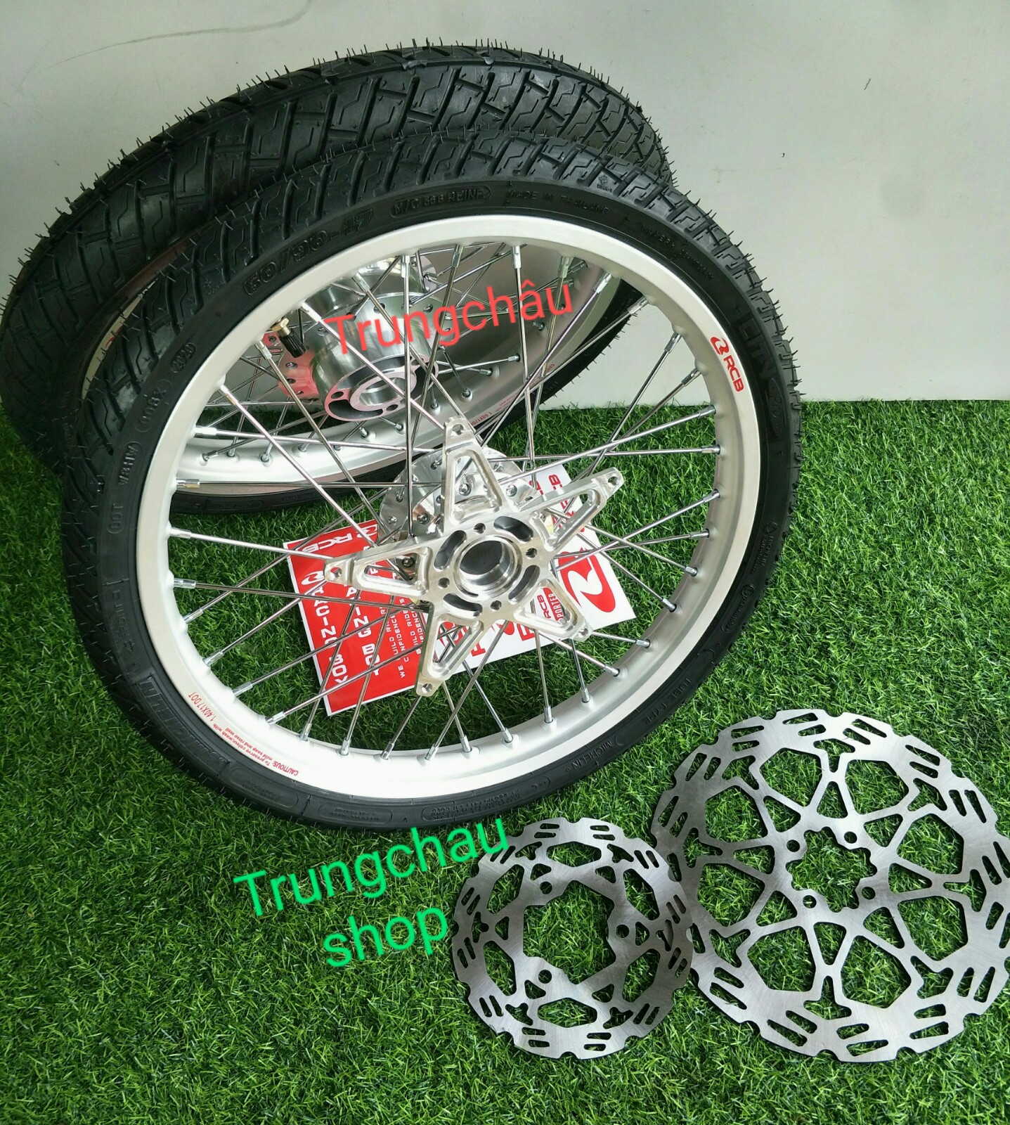 [HCM]  BÁNH CĂM RAIDER SATRIA NIỀNG NHÔM RCB 1.4 1.6 CĂM ĐÙM MẠ CROM L1 FUI VỎ MICHELIN   KÈM 2 ĐĨA  GẮN NHƯ ZIN