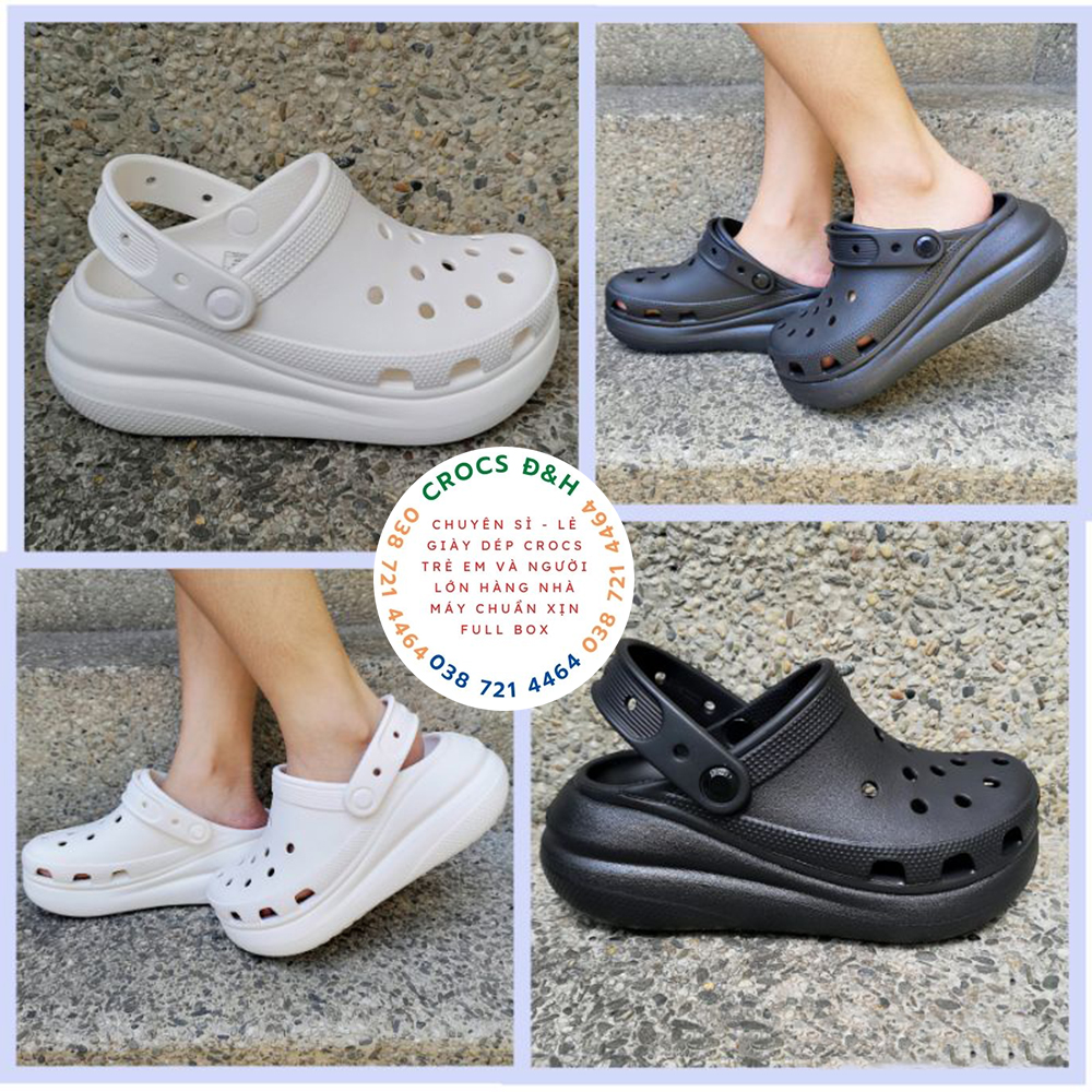 Giày dép crocs - dép sục nhựa đế cao crocs classic crush cutie clog mẫu mới nhất cho nữ chống thấm nước, chống trơn trượt, chống hôi chân, hàng nhà máy xuất xịn, đầy đủ hộp hoặc túi crocs
