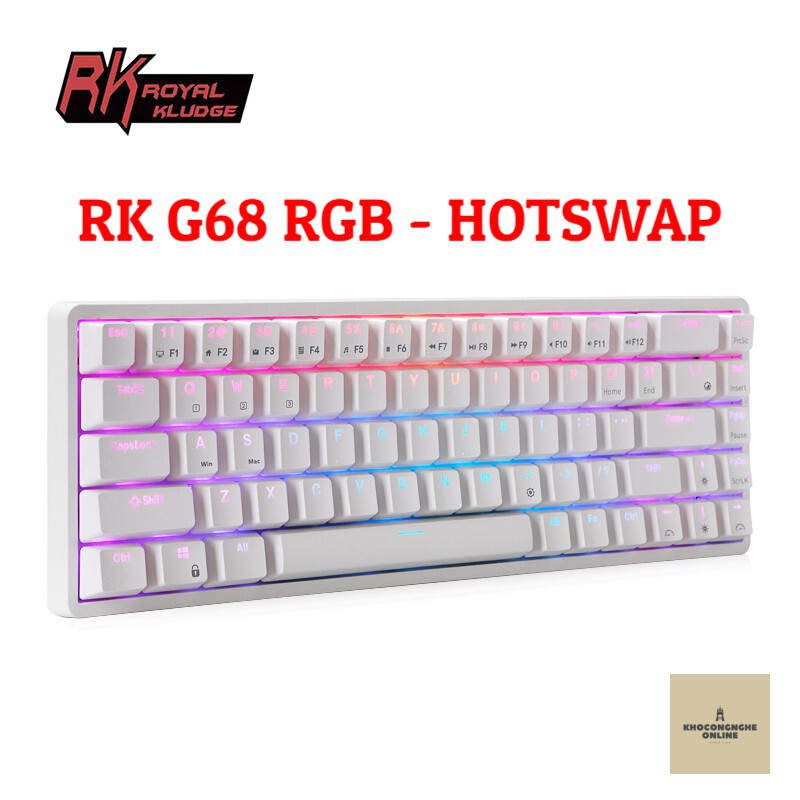 RK G68 RGB - Bàn phím cơ không dây Royal Kludge RK G68 RGB Bluetooth 5.0 và Wireless 2.4G (HOTSWAP) - CHÍNH HÃNG