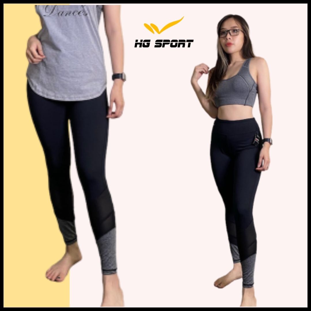 [FreeShip Max] Quần Tập Yoga, Gym, Thể thao nữ, Quần Dài phối lưới phối màu HG SPORT QD501