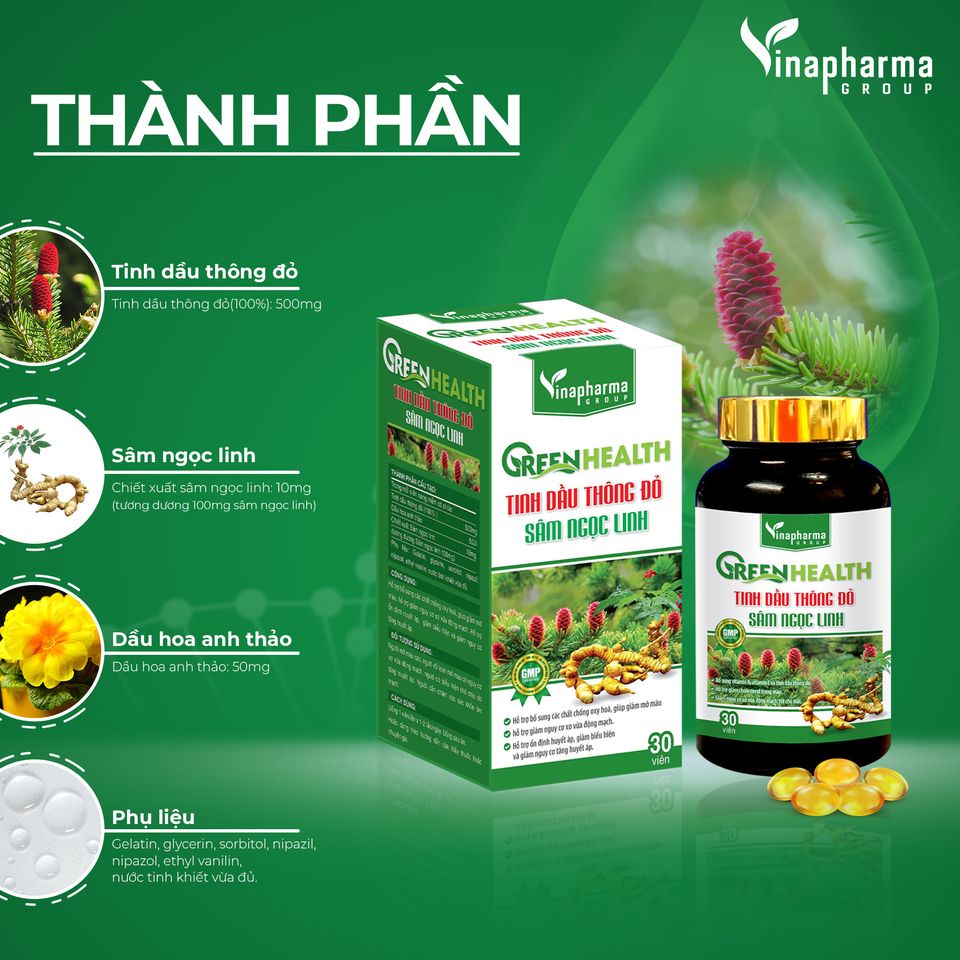 Tinh dầu Thông Đỏ Sâm Ngọc Linh Green Health với những ưu điểm về thành phần và được sản xuất tại nhà máy đạt tiêu chuẩn GMP, đây chính là sản phẩm sức khỏe cần có trong mỗi gia đình.