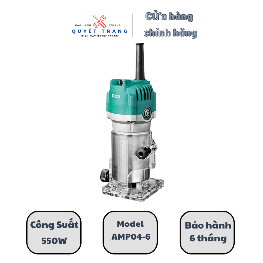 Máy phay máy soi gỗ dca amp04-6 công suất 550w cốt 6.3mm chính hãng dca