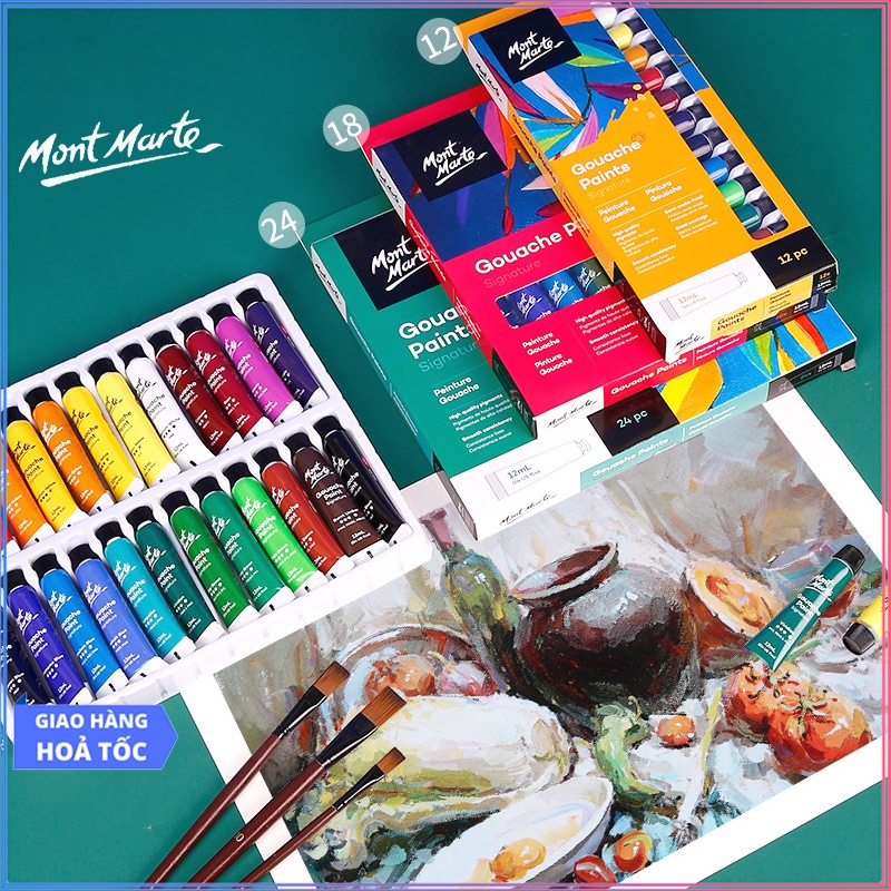 Bộ màu gouache mont marte 12/18/24 màu x 12ml