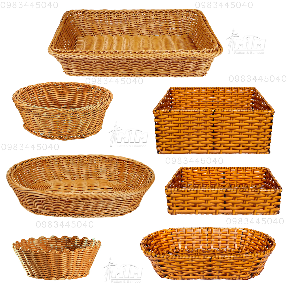 Rổ mây nhựa l Giỏ mây nhựa để vật dụng, Đựng đồ đa năng.