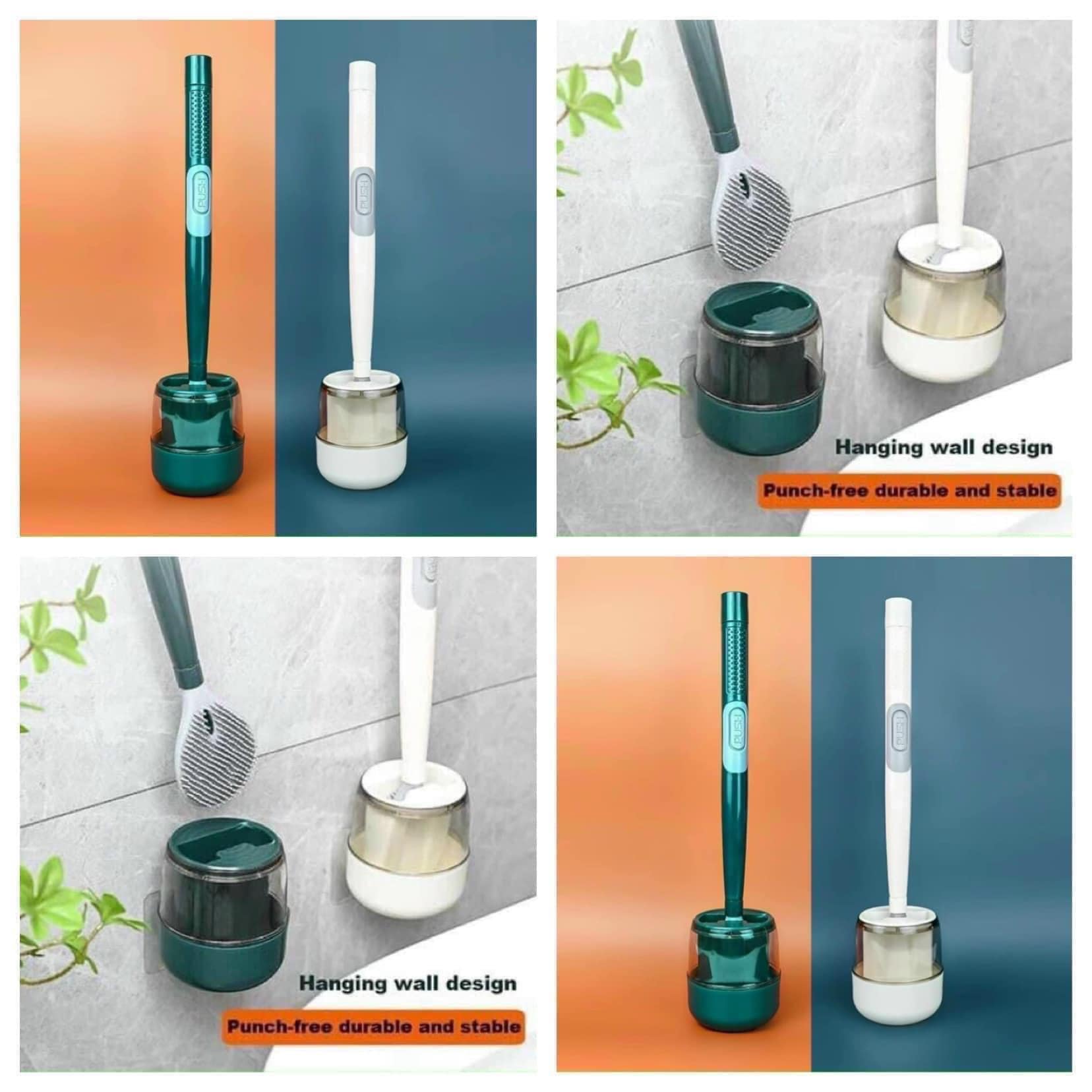 Chổi cọ bồn cầu, cọ nhà vệ sinh thông minh gắn tường, cọ bồn cầu silicon, cọ toilet, chổi chùi toilet có bình chứa nước tẩy, cây cọ rửa bồn cầu chà toilet