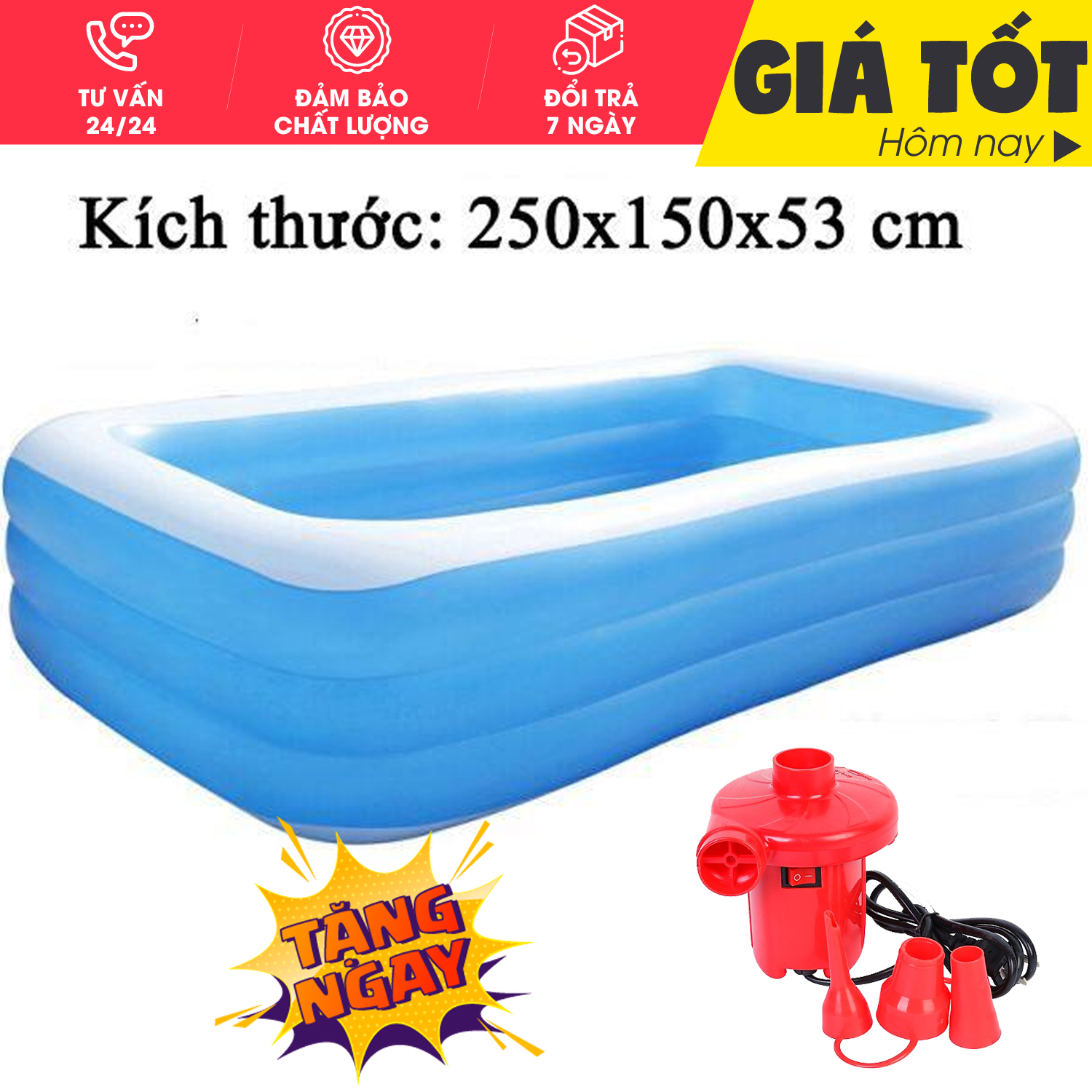 [Tặng ngay 1 Bơm điện ] Bể bơi phao gia đình - bể bơi trẻ em có phân loại kích thước 2m5 , 2m9 , 3m6  bể bơi gia đình, do choi tre em , độ bền cao - be boi cho be, ho boi cho be (Bảo hành uy tín 1 đổi 1)