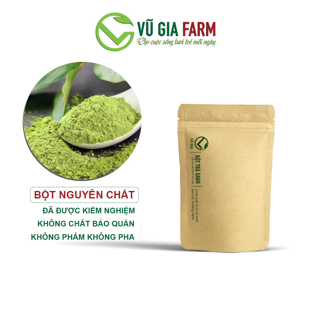 Bột Trà Xanh Nguyên Chất Bảo Lộc Vũ Gia - Đắp mặt nạ dưỡng da, giảm thâm nám, tàn nhan, tắm trắng toàn thân, tẩy tế bào chết - Đã được kiểm nghiệm y tế
