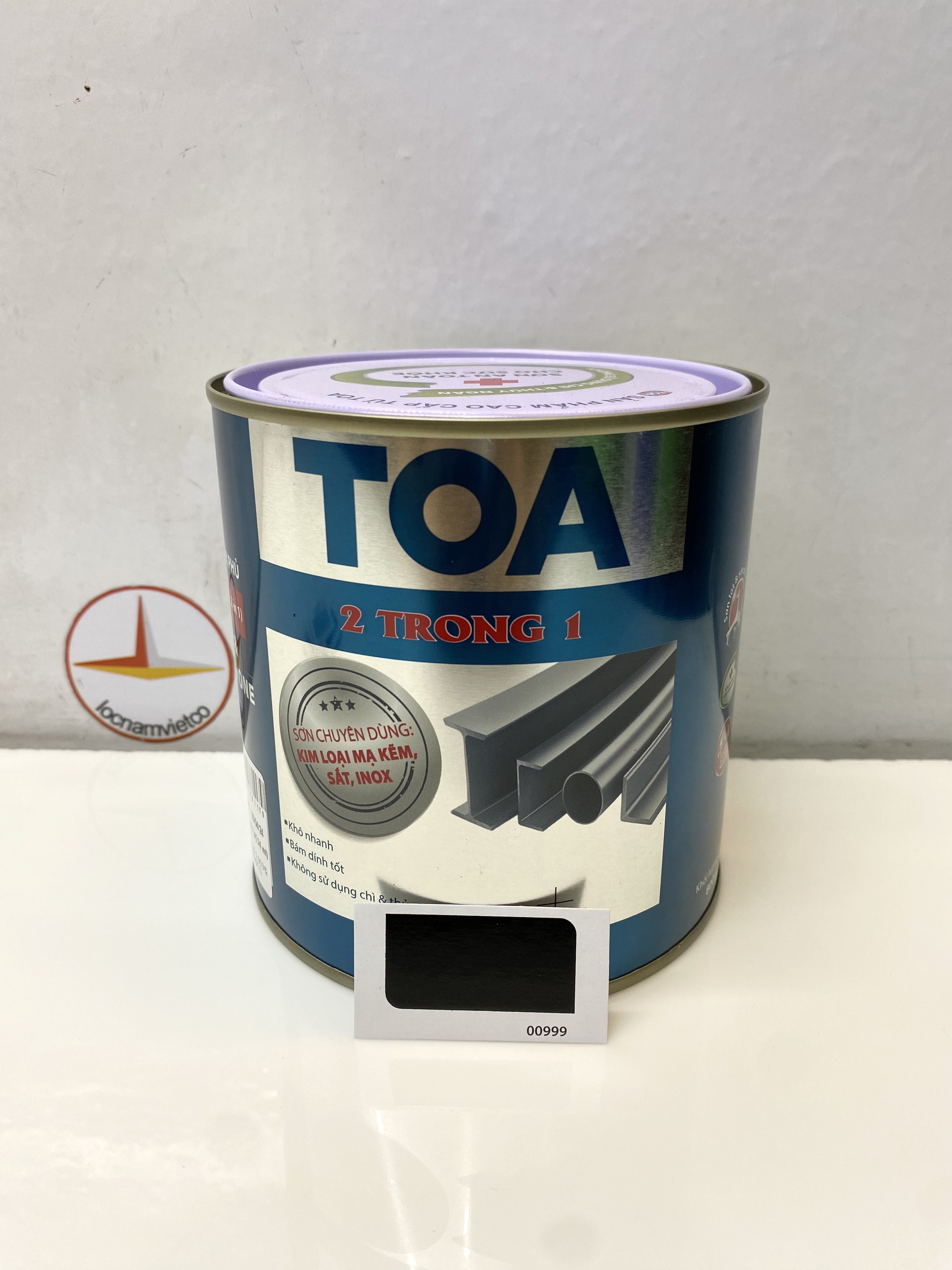 Sơn sắt mạ kẽm Toa 2 trong 1 màu đen bóng 999 _ 800G