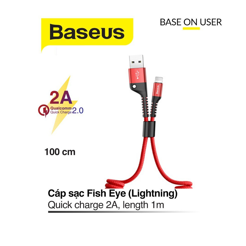 Cáp sạc dây xoắn Baseus Fish Eye Spring Lightning sạc nhanh 2A dài 1M cho iPhone