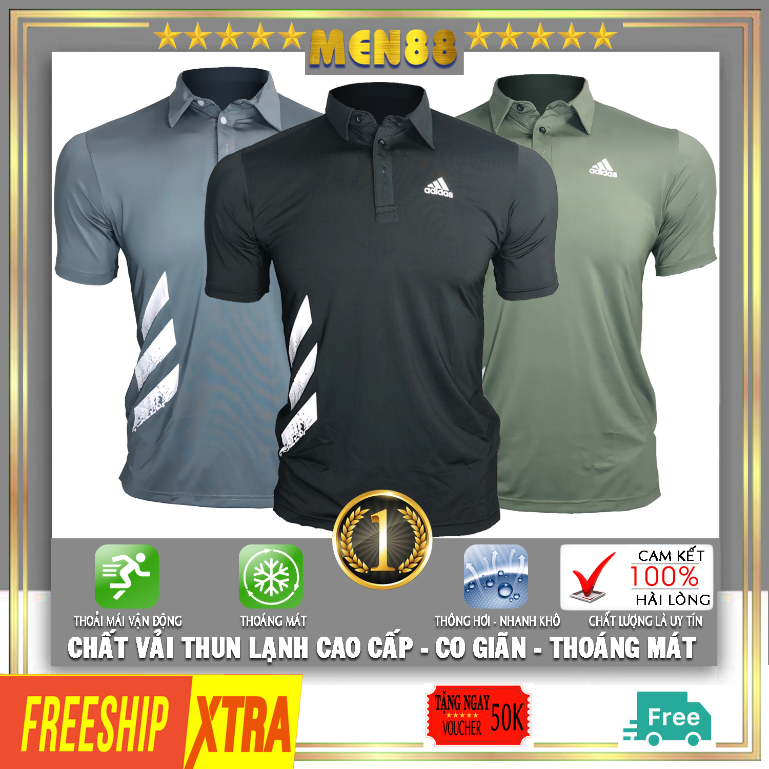 Áo poloman polo nam adidas, áo phông nam có cổ polo cổ bẻ cao cấp đẹp