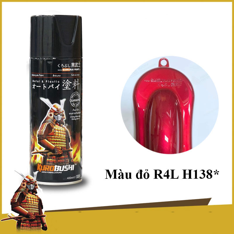 Samurai h138 - sơn xịt màu đỏ candy _ red r4l rực honda