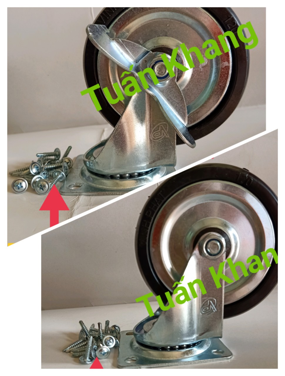 Bánh xe đẩy 120mm vĩnh phát + vít