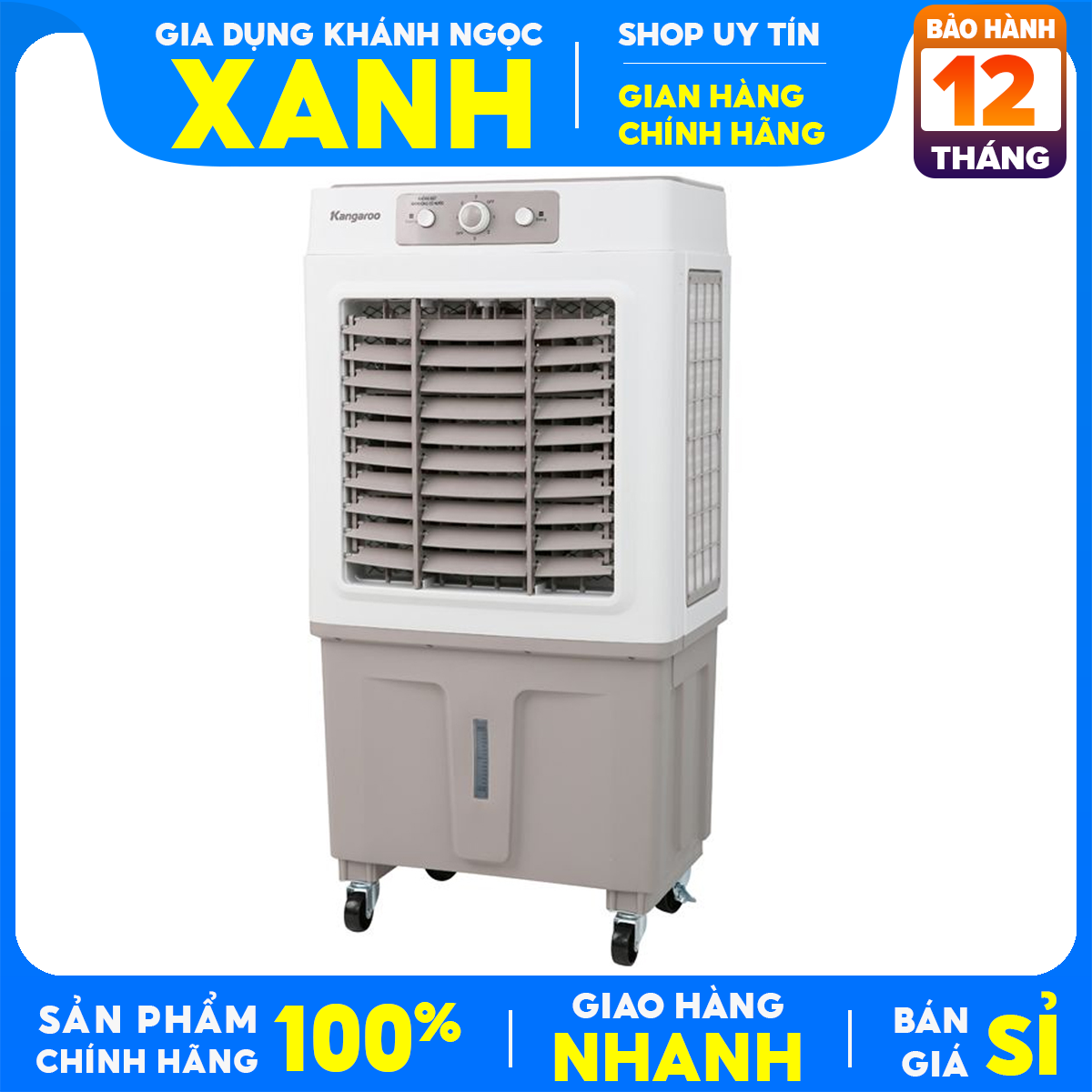 Quạt điều hoà quạt hơi nước làm mát kangaroo kg50f62 mới 100%- công suất 100w bình nước 33 lít có giao hàng trong ngày ở tphcm - bình dương lh 0902977236