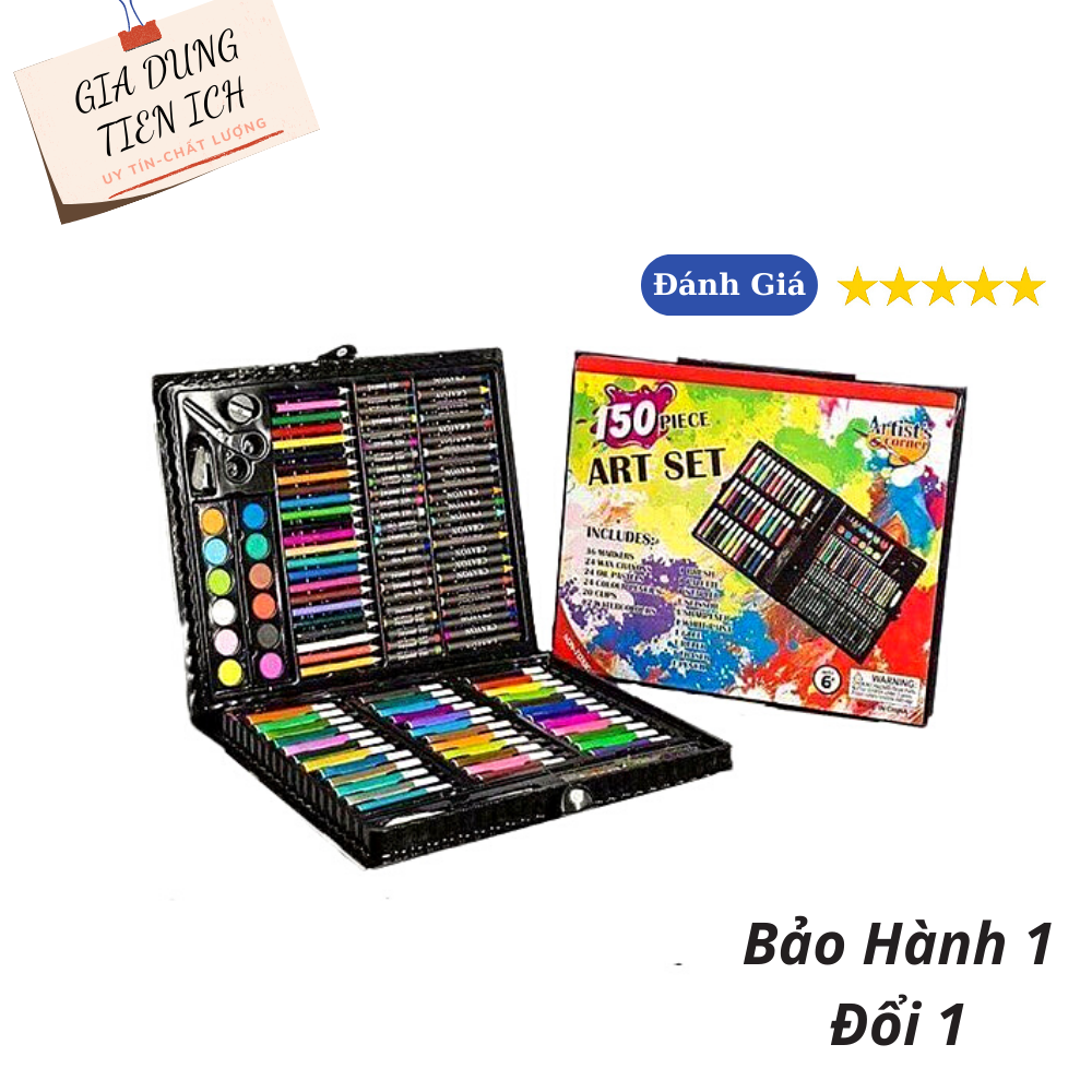 Hộp Màu 150 Chi Tiết Cho Bé, Hộp Bút Chi Màu Đa Năng 150 Chi Tiết Cho Bé Thỏa Sức Sáng Tạo, Bút Màu, Màu Vẽ Cho Bé, Hộp Bút Chì Màu, Sáp Màu Cho Bé Nhận Biết Màu Sắc Phát Triển Trí Tuệ, Màu Nước Tập Tô