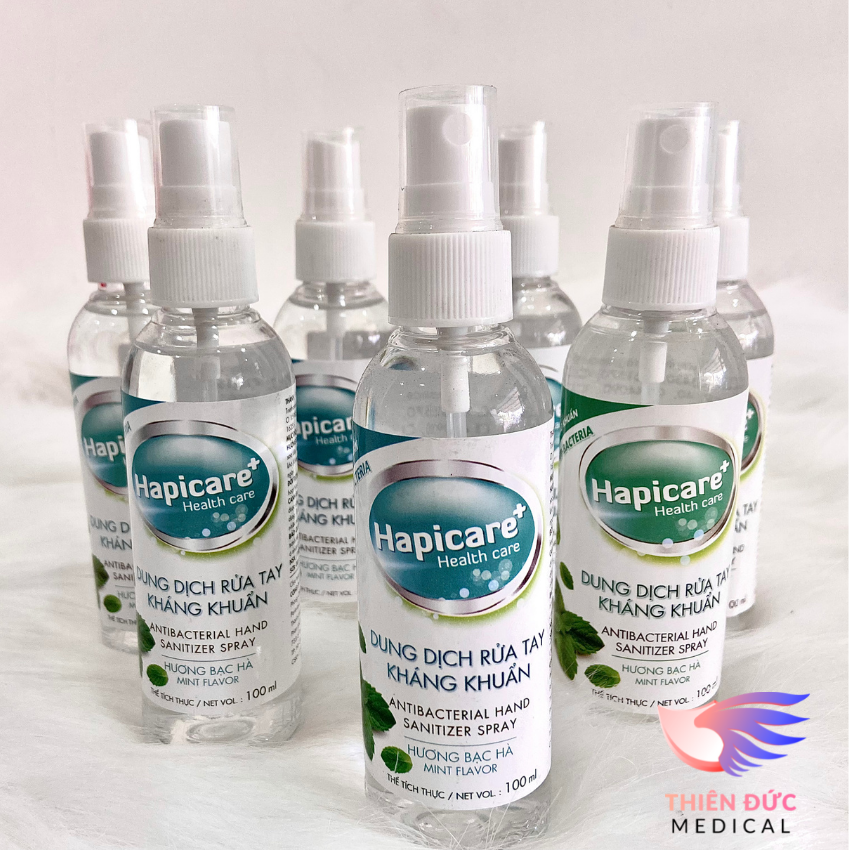 Chai mini xịt khuẩn hapicare 100ml nhỏ gọn, tiện lợi