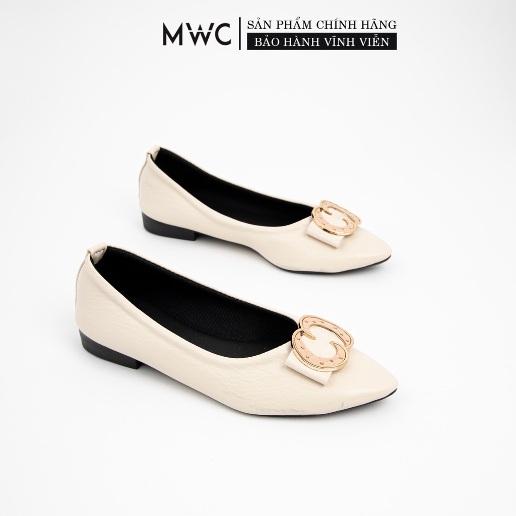 Giày búp bê nữ mwc - búp bê đế bệt đính khóa - giày búp bê mũi nhọn bít mũi - nucg-2223