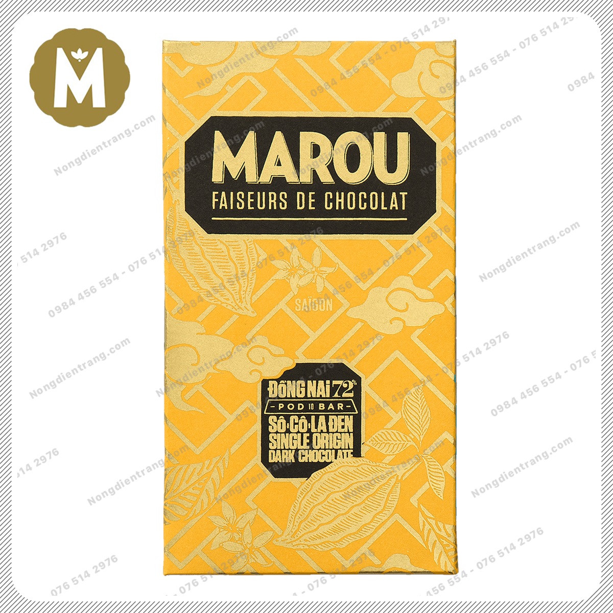 Marou Chocolate Dong Nai 72% Socola Đen - Thanh 80g