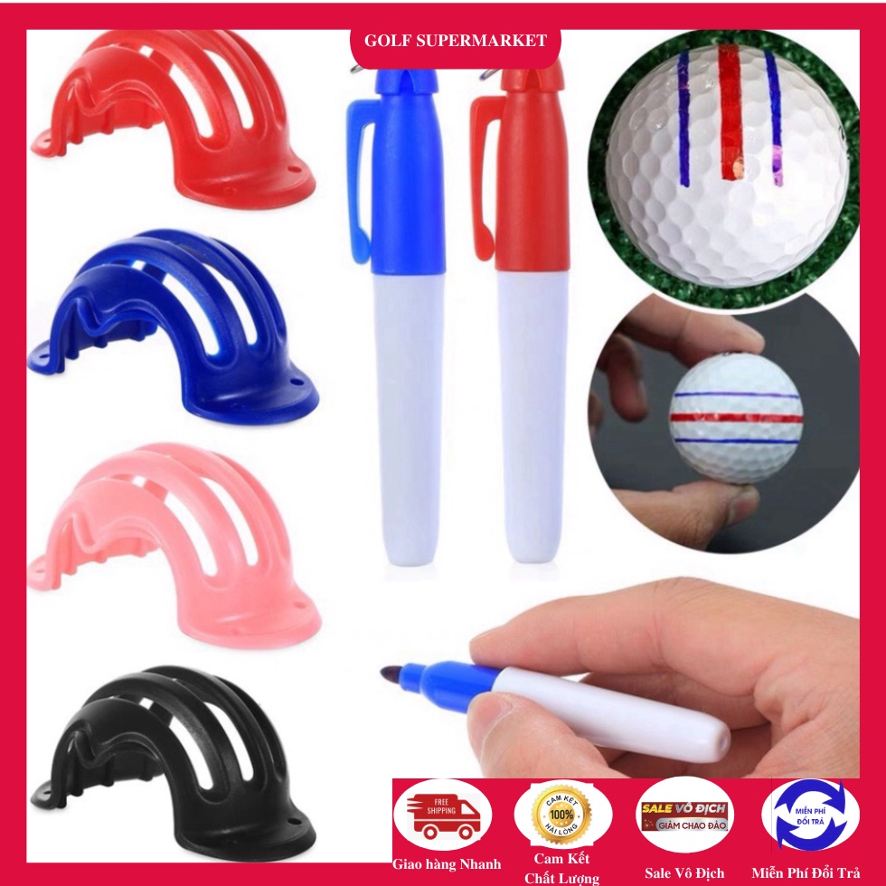 Dụng cụ kẻ line golf trên bóng có kèm bút giúp nhận biết đường bóng rõ hơn