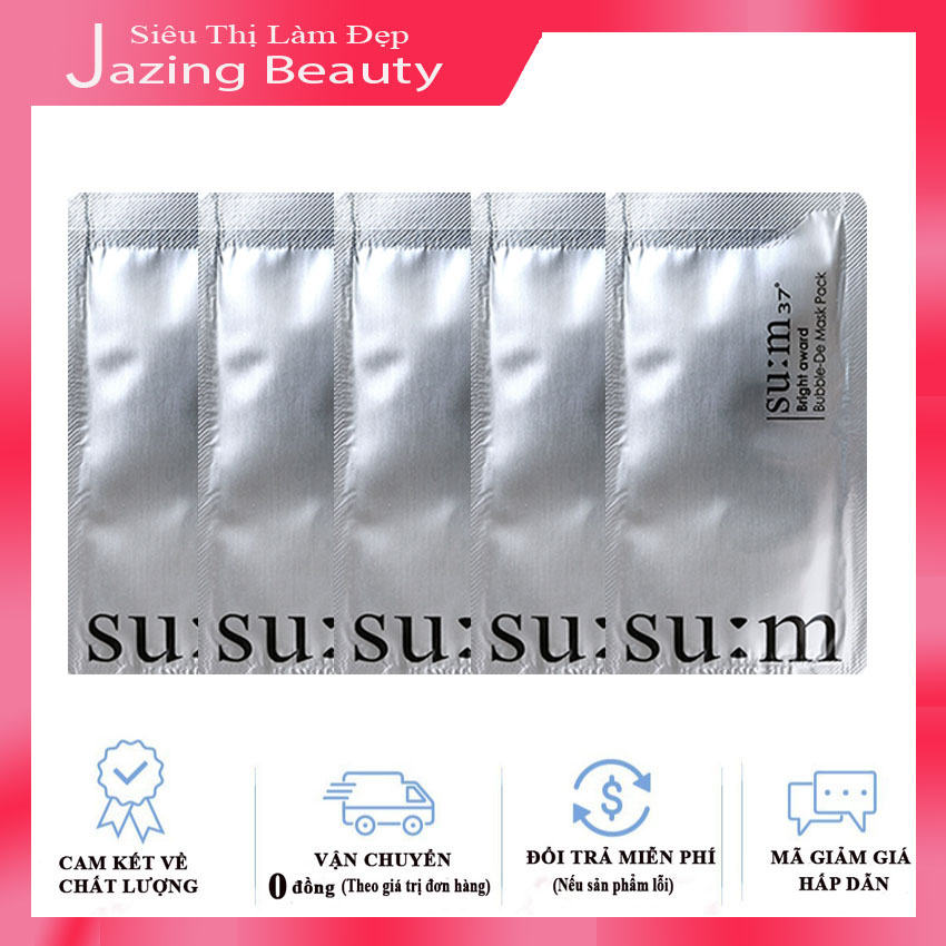 [Hỗ Trợ Ship + Hoàn Tiền 12% Gía Trị ĐH] Combo 5 Gói Mặt Nạ Sủi Bọt Thải Độc Da Sum37 Bright Award Bubble-De Mask White
