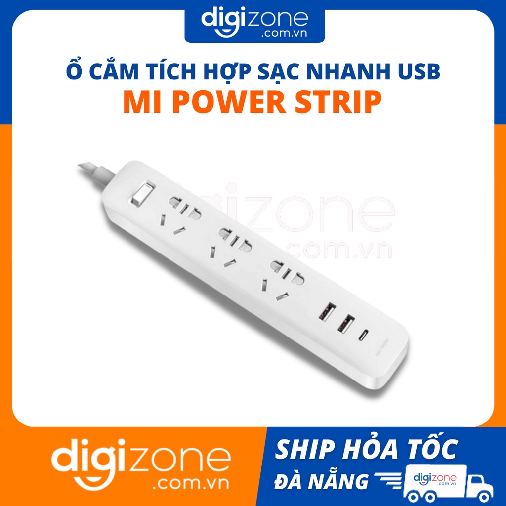 Ổ cắm điện tích hợp sạc nhanh 20w 2a1c power strip, ổ cắm 6 công 3 cổng usb strip