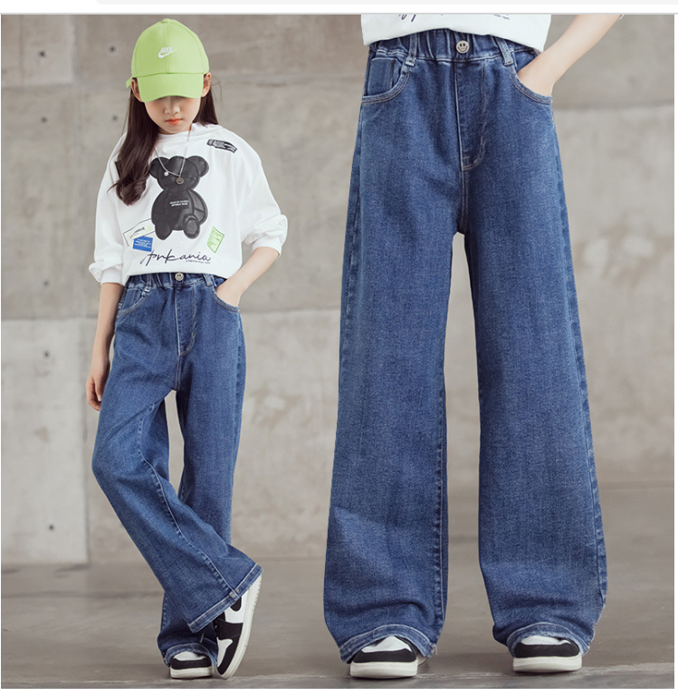 Quần jeans bé gái, quần bò suông, quần bò ống rộng bé gái size đại từ 8-14 tuổi. Hàng sẵn
