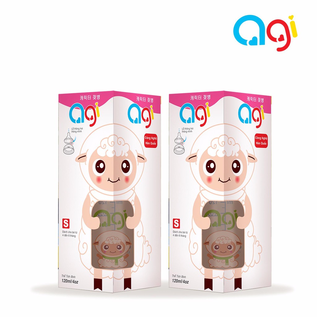 Bộ 2 bình sữa agi premium