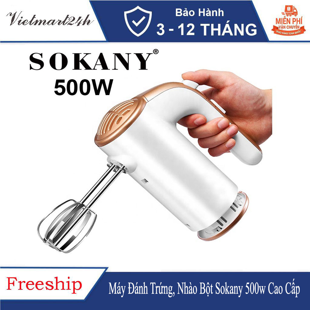Máy Đánh Trứng, Trộn Bột Cầm Tay SOKANY LH956 Công Suất 500W Chính Hãng, 5 Tốc Độ, Hoạt Động Mạnh Mẽ, Không Rung Giật, Nhỏ Gọn, Cực Bền, BH 12 Tháng