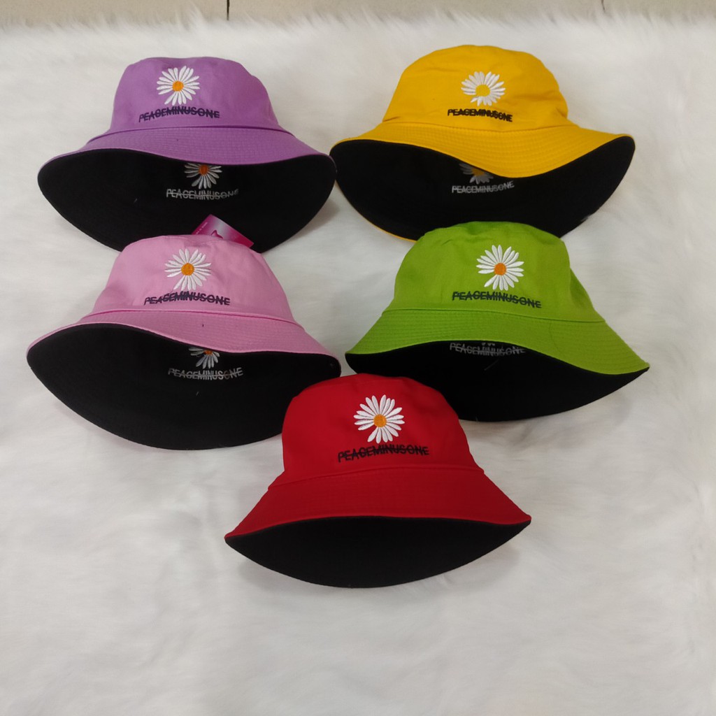 Mũ bucket 2 mặt nam nữ thêu hoa cúc