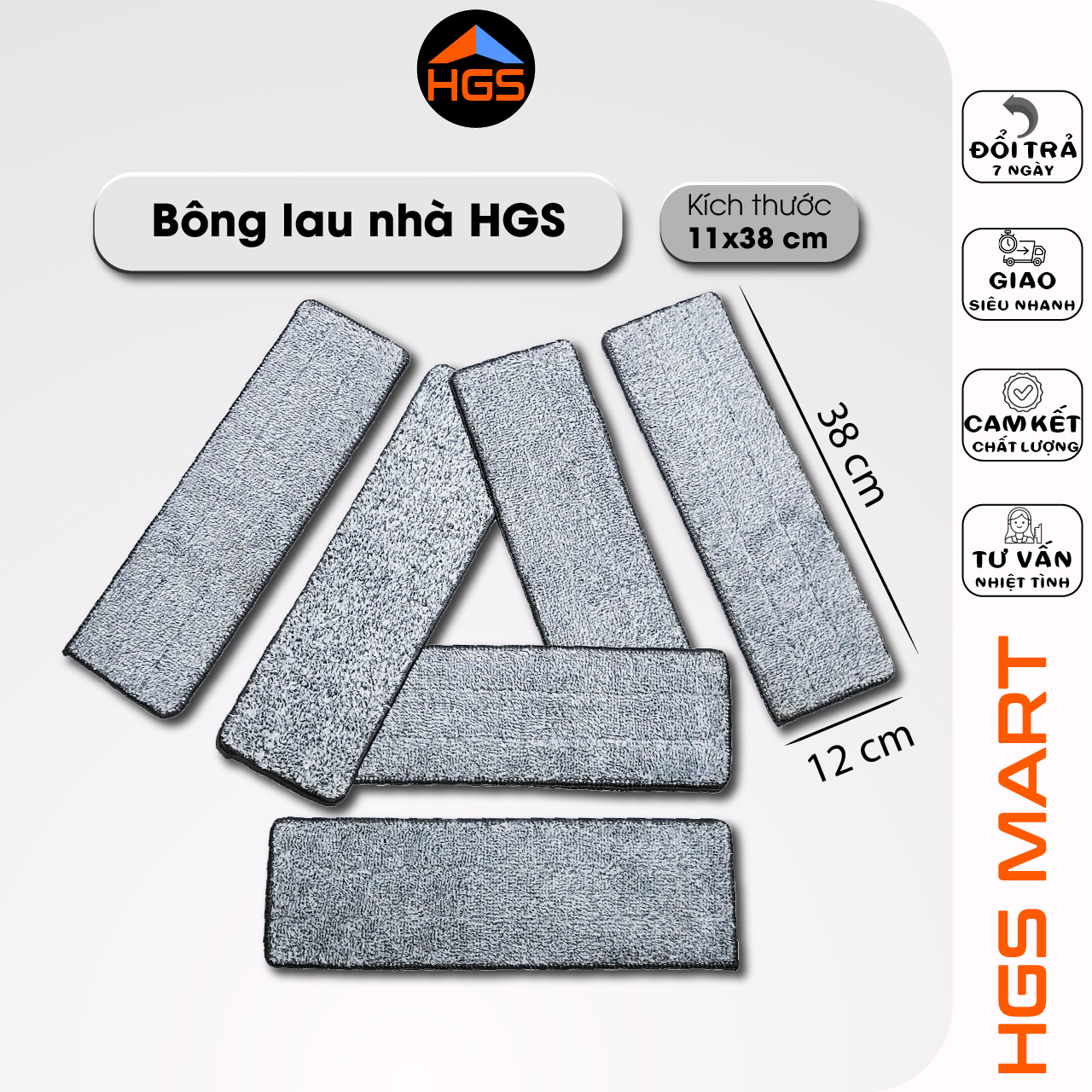 [HCM]COMBO BÔNG LAU NHÀ THAY THẾ HOÀNG GIA CHO CÂY TỰ VẮT 360 ĐỘ CÓ GẠT NƯỚC (11X38 CM)