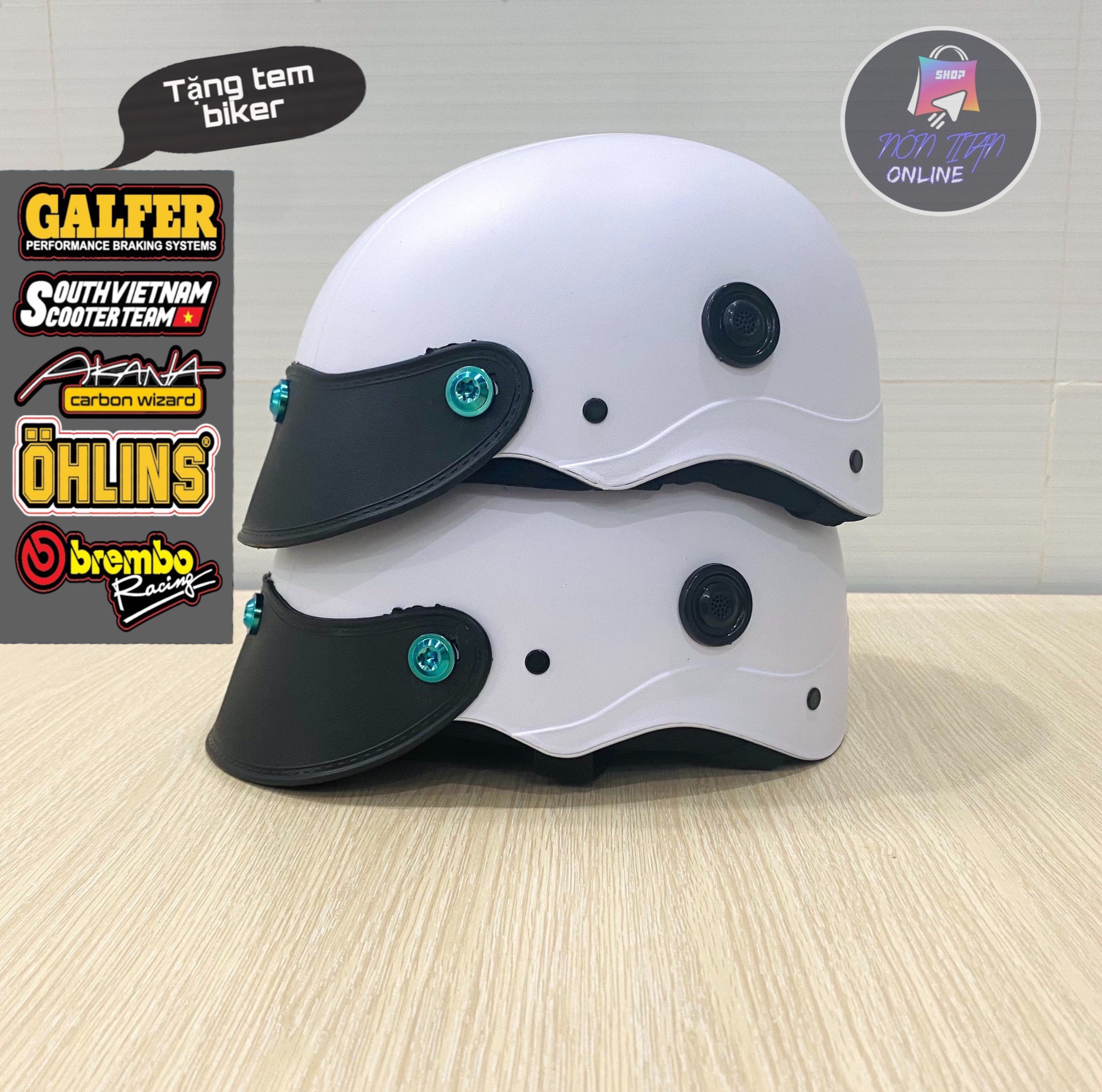   TẶNG TEM BIKER  Nón Bảo Hiểm Trơn - Màu Sơn Nhám - Gắn 3 Ốc TiTan Gr5 Siêu Ngầu 