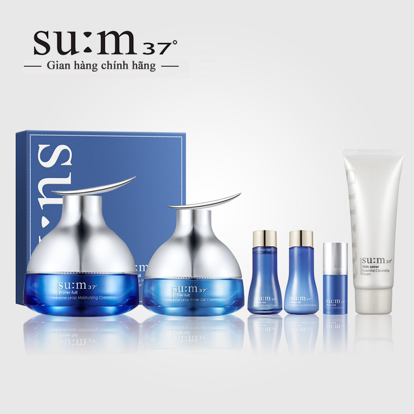 Bộ kem cấp ẩm Su:m37 Water-full Time Leap Moisturizing Cream Special Set - Set kem dưỡng ẩm Sum; Kem cấp ẩm sum xanh
