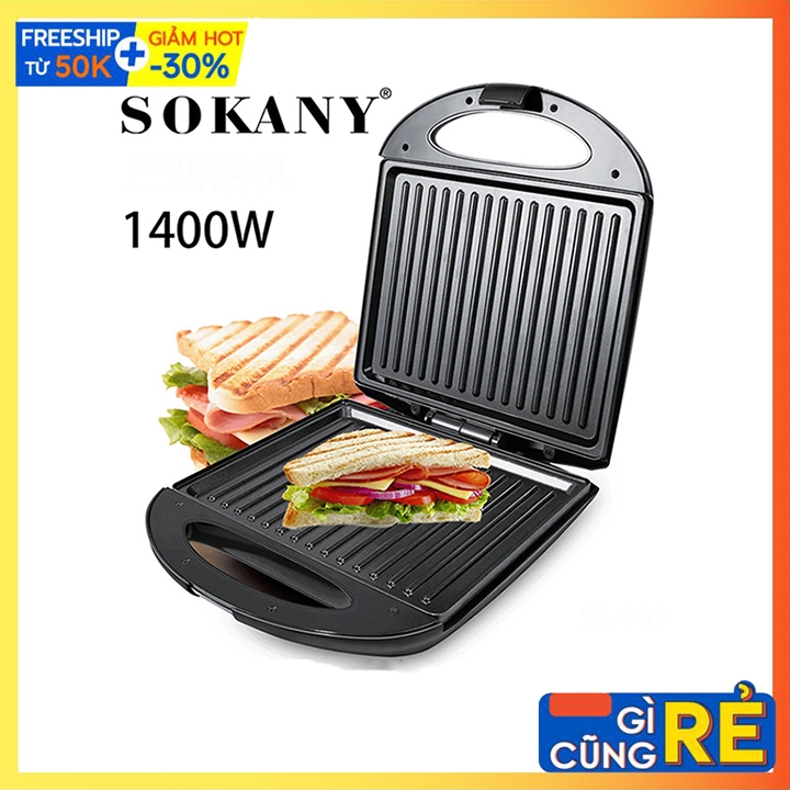Máy nướng bánh mì đôi, kẹp bánh mì loại lớn Sokany