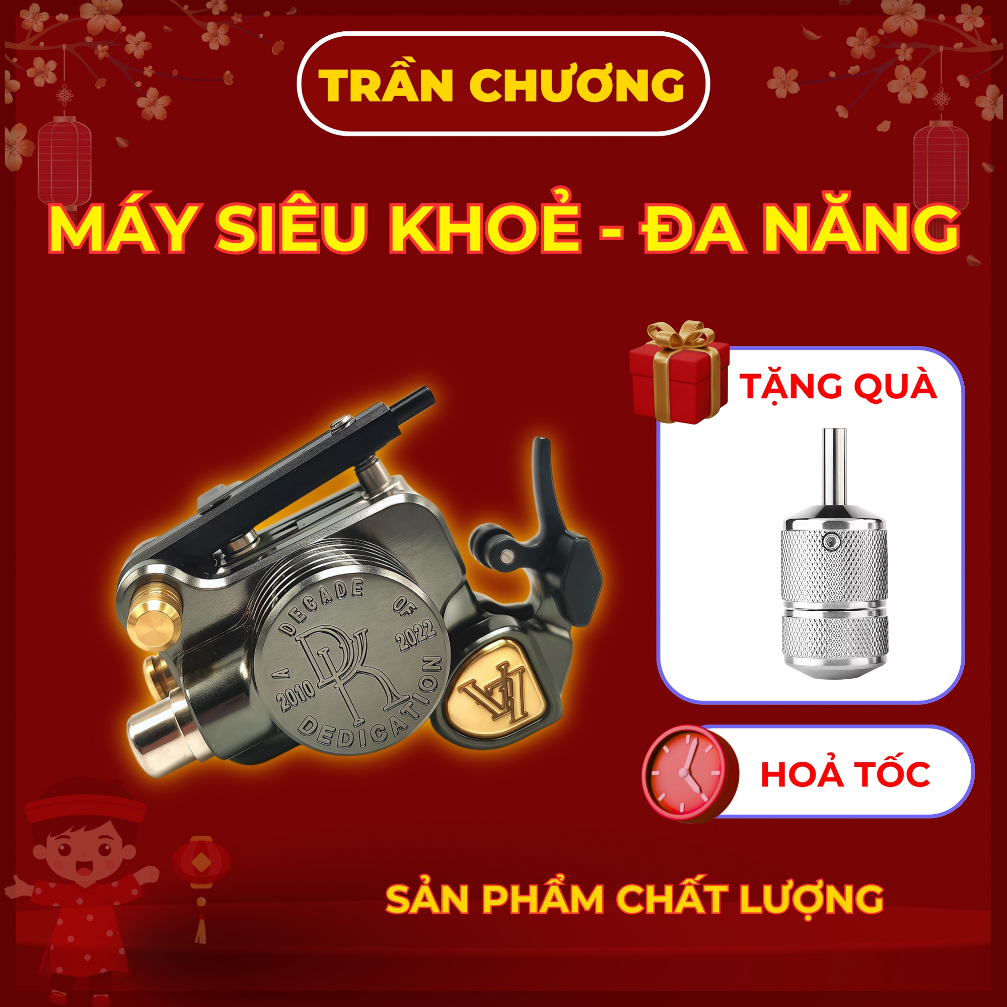 Máy xăm dankubin v7r Đa năng - Chỉnh stroke - Đi nét vào màu rất tốt. Có 2 màu: đen - vàng.