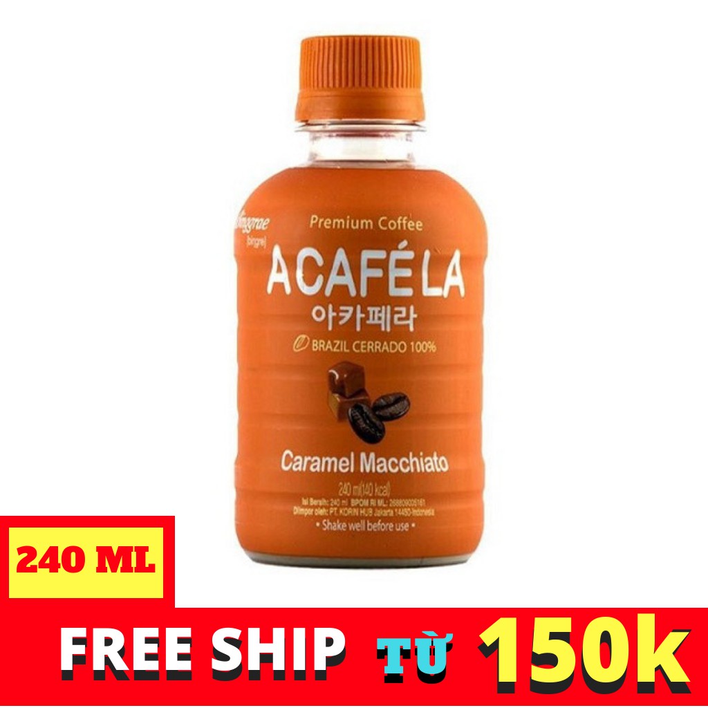Cà phê sữa acafela bingrae vị caramel macchiato chai 240ml