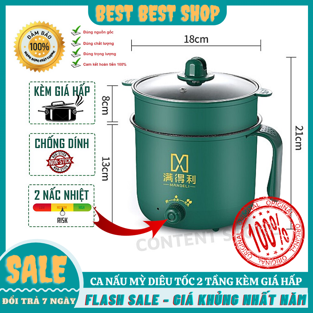 Ca mì siêu tốc - nồi lẩu mini - ca mì 18cm có giá hấp inox cooking pot,ca mì mini - ca mì có giá hấp inox, giá hấp nhựa - ca nấu mỳ - ca nâu mì có lồng hấp 2 in 1 siêu tốc tiện lợi-nồi nấu mì mini kèm lồng hấp 18cm