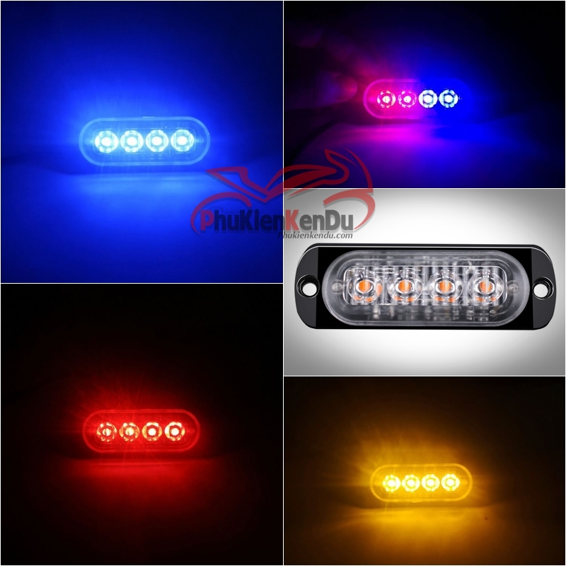 Đèn 4 Led cao cấp 16 chế độ nháy vỏ nhôm CNC 12V-24V - DXZ