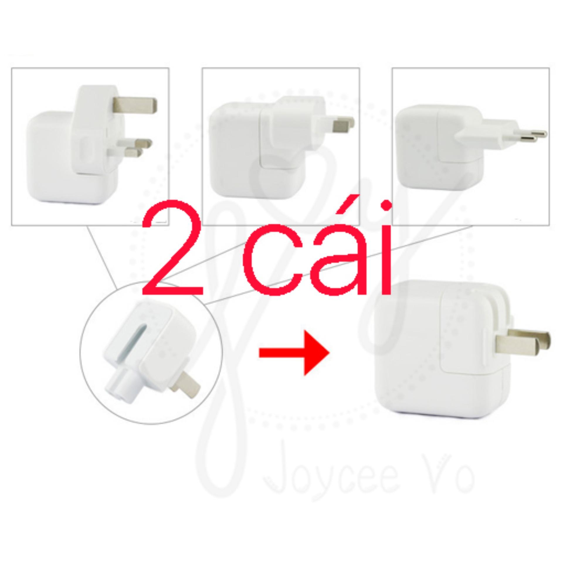 Combo 2 đầu cắm sạc điện 2 chấu gấp gọn cho ipad, macbook, iphone củ sạc lớn, mac mini 2b152