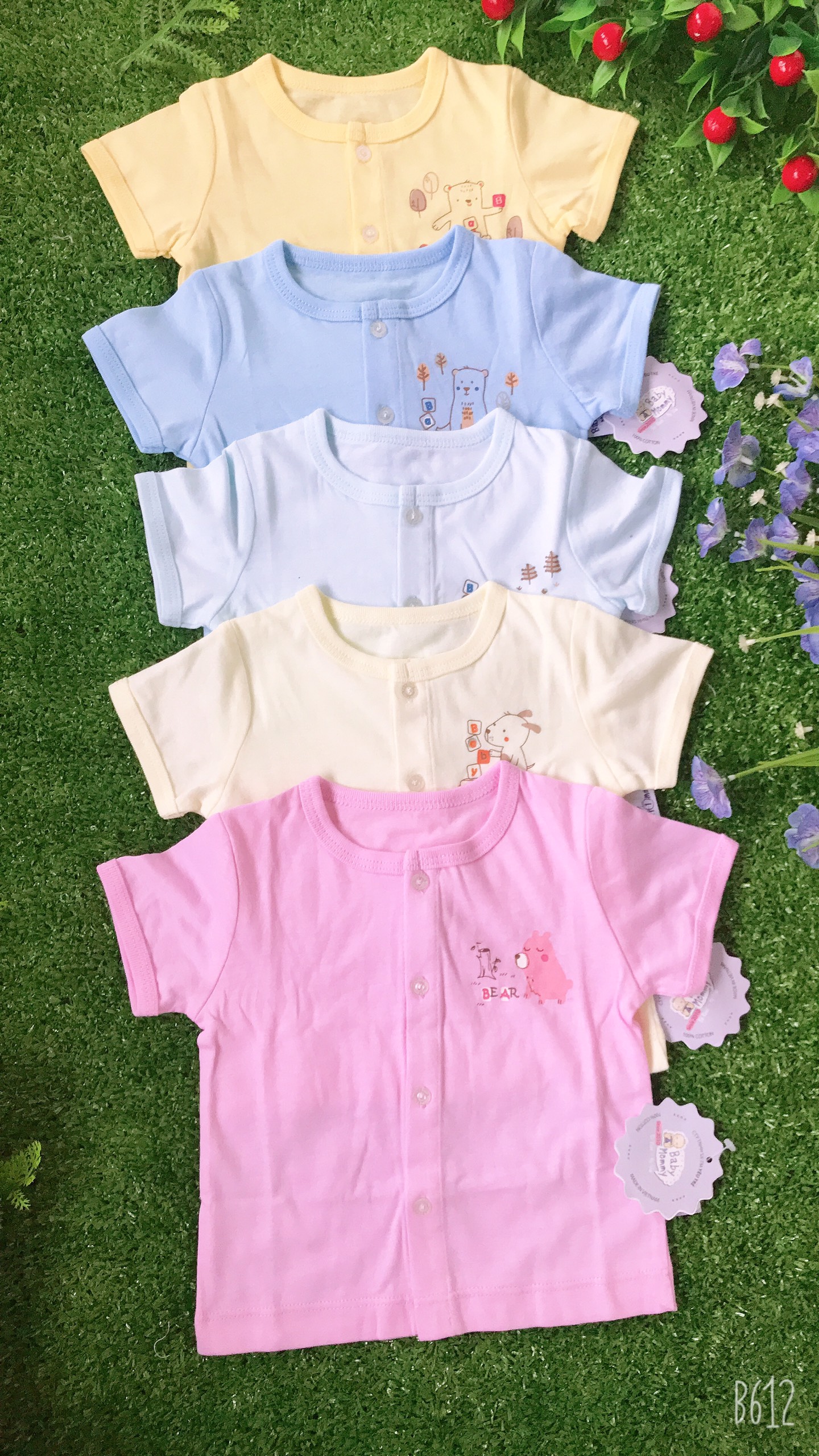 Set 5 Áo Sơ Sinh Baby mommy cài giữa tay ngắn số 1