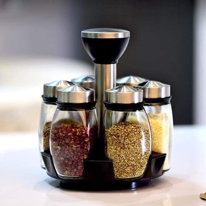 Set 6 hũ đựng gia vị xoay 360°: sang trọng - tiện lợi - gọn gàng