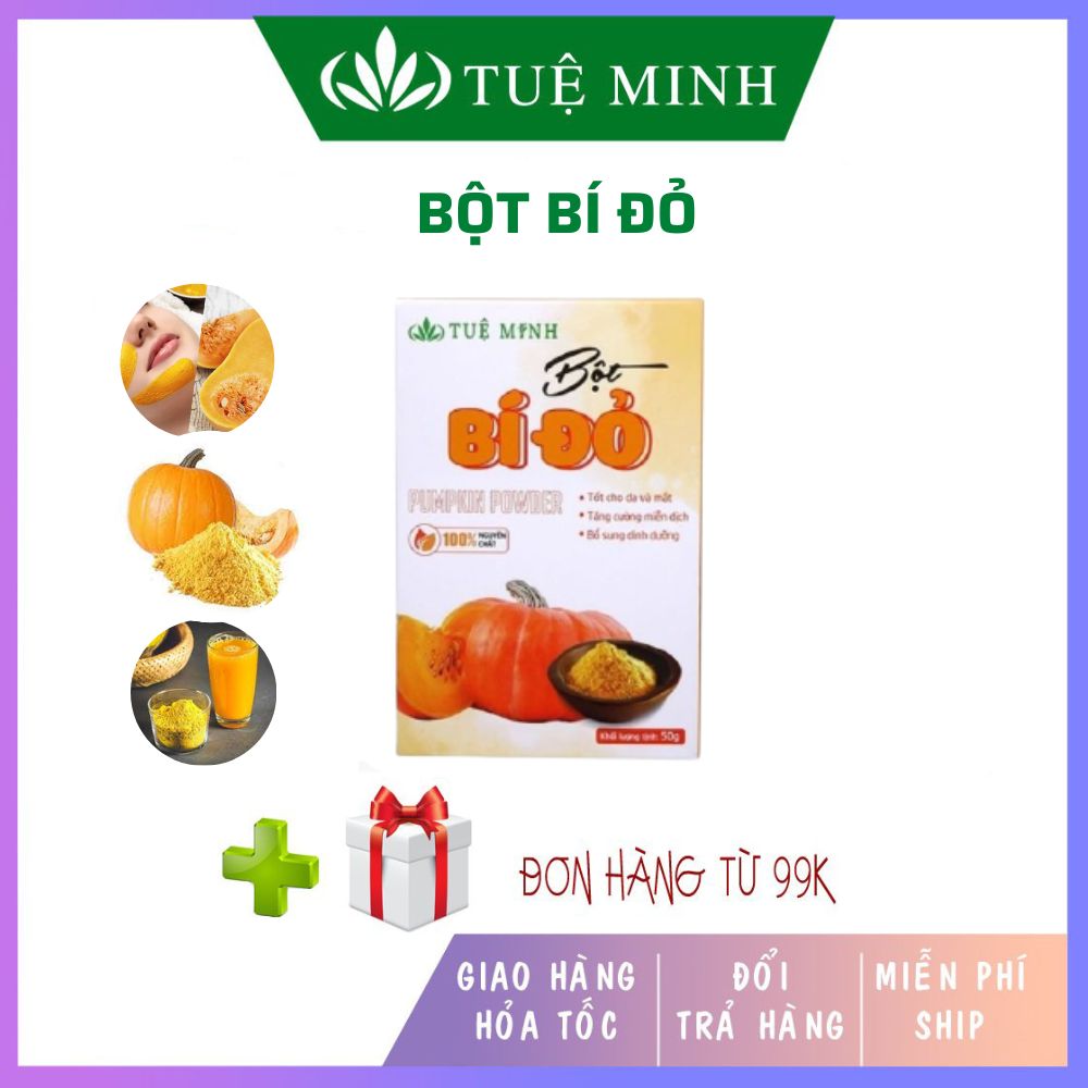 Bột Bí Đỏ sấy lạnh nguyên chất Tuệ Minh,bột ăn dặm rau xanh bí đỏ - Bổ não cho bé, tốt cho da, mắt, tăng cường miễn dịch