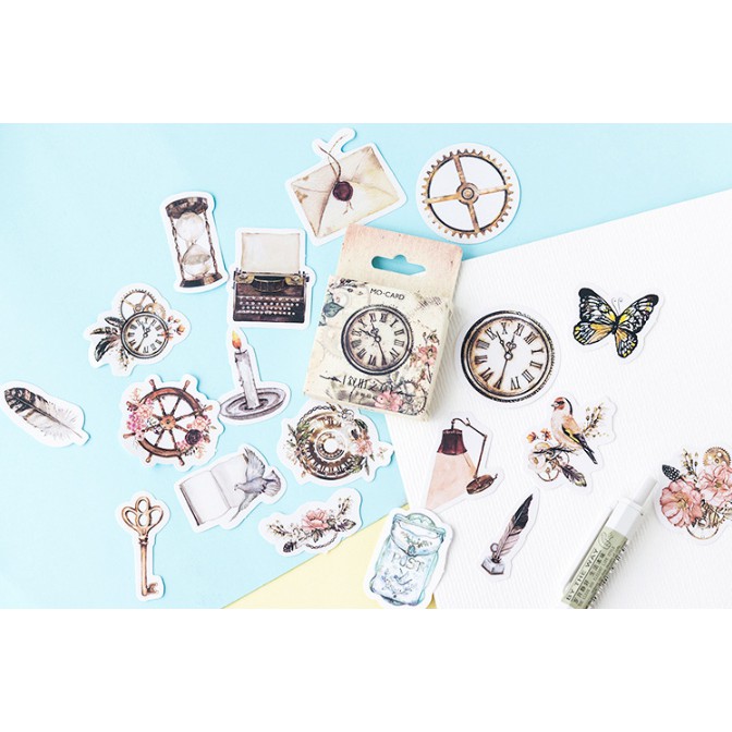 Sticker bộ 45 mẫu chủ đề - Vintage - trang trí scrapbook, sổ tay planner, …