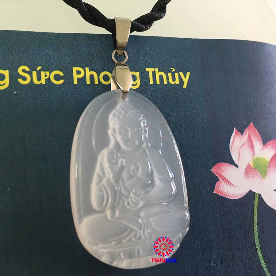 Dây chuyền mặt đá, Phật A Di Đà_ Phật hộ mệnh cho tuổi Tuất_Mặt Phật đá phong thủy_ Phật bản mệnh, Mặt Phật Đá Mã Não Trắng