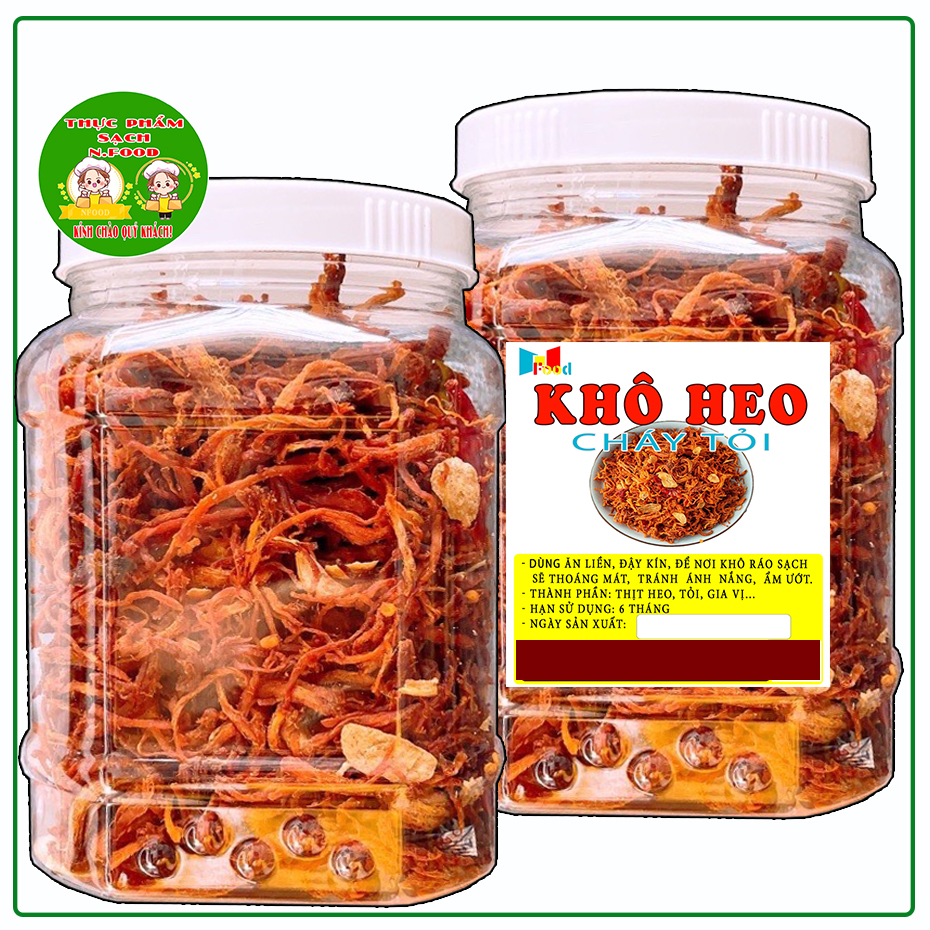 Khô heo cháy tỏi 1kg - khô heo xé sợi loại ngon