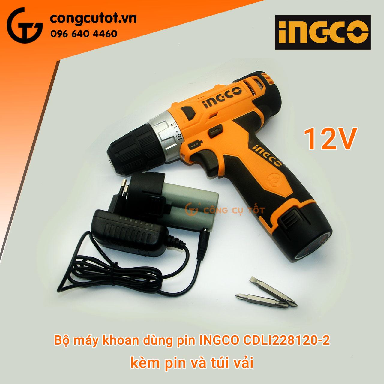 Máy khoan và vặn vít dùng pin ingco cdli228120-2
